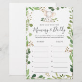 Olifant Baby shower Hoe oud waren ze spel Kaart (Voorkant / Achterkant)