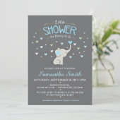 Olifant Baby shower Invitation, Boy Baby shower Kaart (Staand voorkant)
