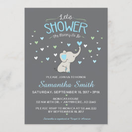 Olifant Baby shower Invitation, Boy Baby shower Kaart