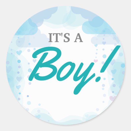 Olifant Baby shower Invitation, Boy Baby shower Ronde Sticker (Voorkant)