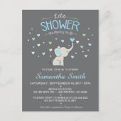 Olifant Baby shower Invitation, Boy Baby shower Uitnodiging Briefkaart (Voorkant)