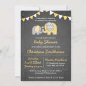Olifant Baby shower Invitation Geel en Grijs Kaart (Voorkant)