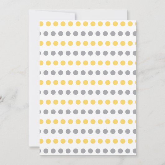 Olifant Baby shower Invitation Geel en Grijs Kaart (Achterkant)