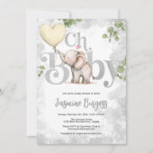 Olifant Baby shower Invitation - Geel Kaart (Voorkant)
