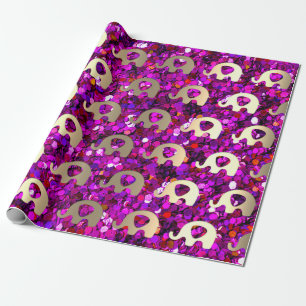 Olifant Baby shower Jongen Meisje Violet Fuchsia G Cadeaupapier