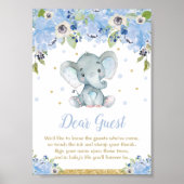 Olifant Baby Shower Jongen Vingerafdruk Gastboek H Poster (Voorkant)