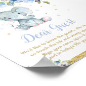 Olifant Baby Shower Jongen Vingerafdruk Gastboek H Poster (Hoek)