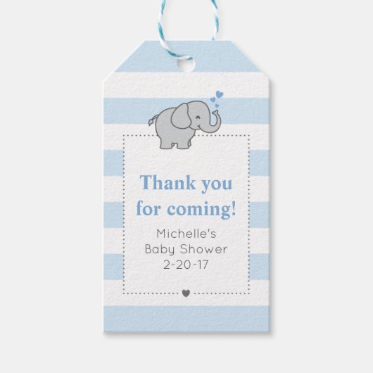 Olifant Baby shower Label - Jongen Cadeaulabel (Voorkant)
