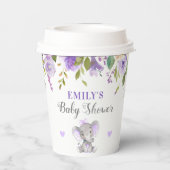 Olifant Baby shower Lavendel Paarse kleine pinda Papieren Bekers (Achterkant)