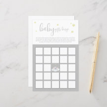 Olifant Baby shower Lichtgrijs Baby Bingo spel