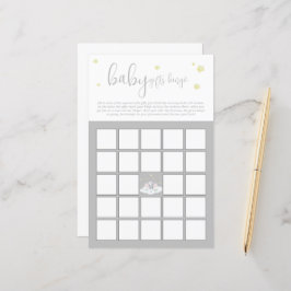 Olifant Baby shower Lichtgrijs Baby Bingo spel