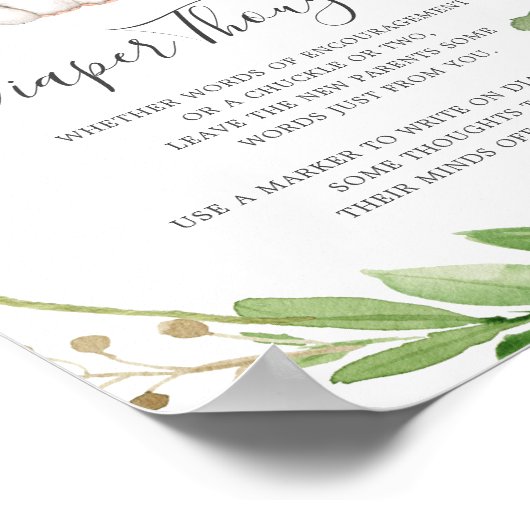 Olifant Baby shower luier gedachten teken Poster (Hoek)