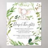 Olifant Baby shower luier gedachten teken Poster (Voorkant)