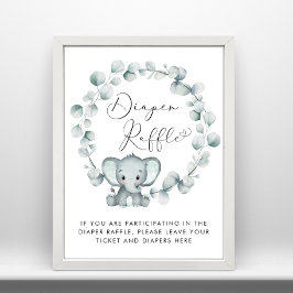 Olifant Baby shower Luier Raffle Drop Off Poster