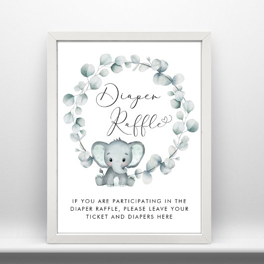 Olifant Baby shower Luier Raffle Drop Off Poster
