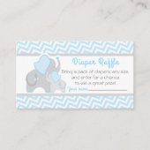 Olifant Baby shower Luier Raffle Ticket Blauw Informatiekaartje (Voorkant)