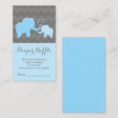 Olifant Baby shower Luier Raffle Ticket Blauw Informatiekaartje (Voorkant / Achterkant)