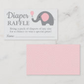 Olifant Baby shower Luier Raffle Tickets in Roze Informatiekaartje (Voorkant / Achterkant)