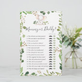 Olifant Baby shower mama of papa spel (Staand voorkant)