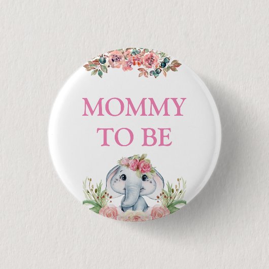 Olifant Baby shower mama om te zijn Ronde Button 3,2 Cm (Voorkant)