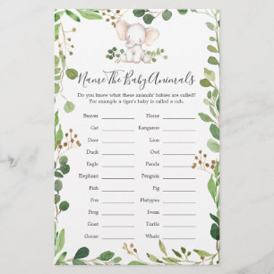 Olifant Baby shower naam de baby dieren