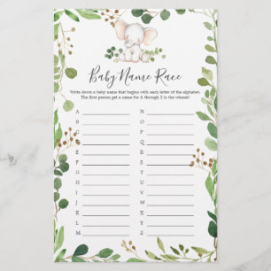 Olifant Baby shower naam ras spel