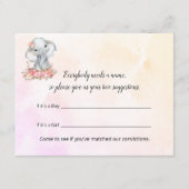 Olifant Baby shower Naam Suggesties Spel Informatiekaartje (Voorkant)