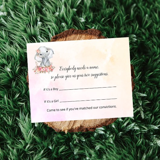 Olifant Baby shower Naam Suggesties Spel Informatiekaartje