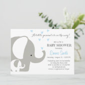 Olifant Baby shower Olifant uitnodiging Baby boy (Staand voorkant)