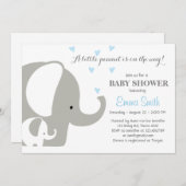 Olifant Baby shower Olifant uitnodiging Baby boy (Voorkant / Achterkant)