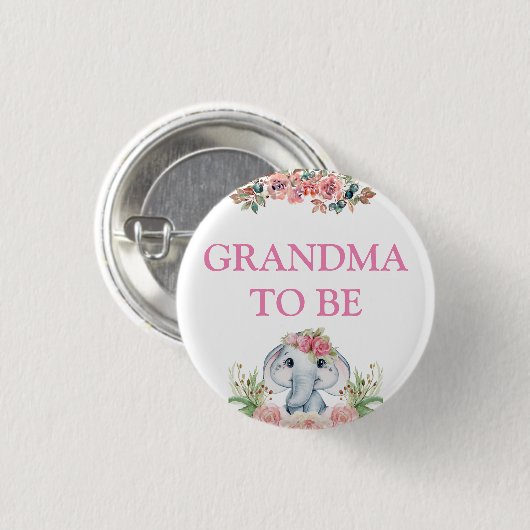 Olifant Baby shower oma te worden Ronde Button 3,2 Cm (Voorkant /achterkant)