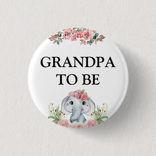 Olifant Baby shower Opa Button (Voorkant)
