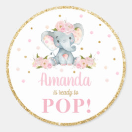 Olifant Baby shower over klaar om Pop gunst Ronde Sticker