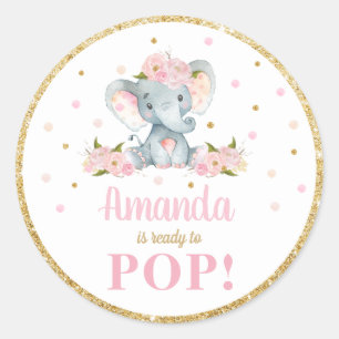 Olifant Baby shower over klaar om Pop gunst Ronde Sticker