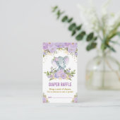 Olifant Baby shower Paarse Bloemenluier Raffle Informatiekaartje (Staand voorkant)