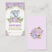 Olifant Baby shower Paarse Bloemenluier Raffle Informatiekaartje (Voorkant / Achterkant)