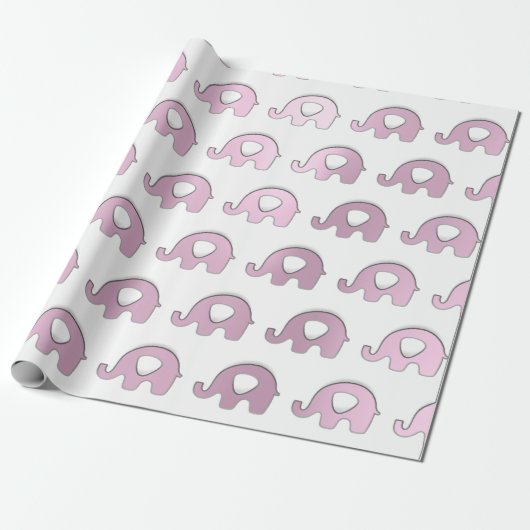 Olifant Baby shower Party Favor White Rose Heart Cadeaupapier (Uitgerold)