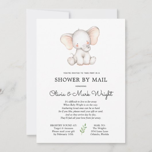 Olifant Baby shower per post Kaart (Voorkant)