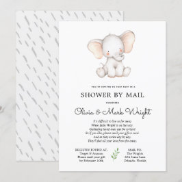 Olifant Baby shower per post Kaart