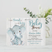 Olifant Baby Shower per post uitnodiging (Staand voorkant)