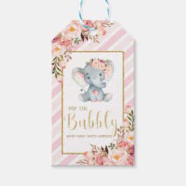Olifant Baby shower Pop de Bubbly Champagne Labels Cadeaulabel