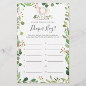 Olifant Baby shower Raad wat er in luiertas zit (Voorkant)