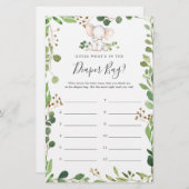 Olifant Baby shower Raad wat er in luiertas zit (Voorkant / Achterkant)