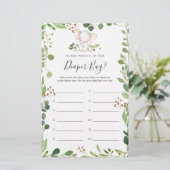 Olifant Baby shower Raad wat er in luiertas zit (Staand voorkant)