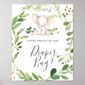 Olifant Baby shower Raad wat er in luiertas zit Poster (Voorkant)