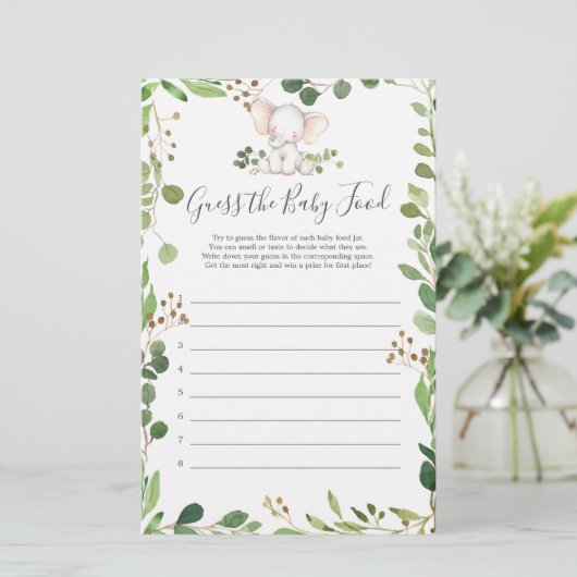 Olifant Baby shower raden de Baby voedsel (Staand voorkant)