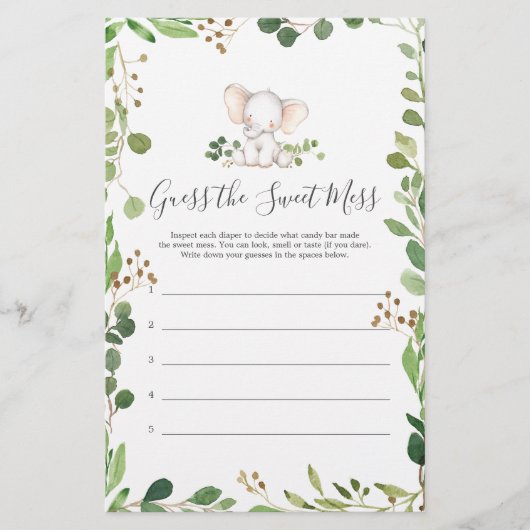 Olifant Baby shower raden de zoete puinhoop (Voorkant)