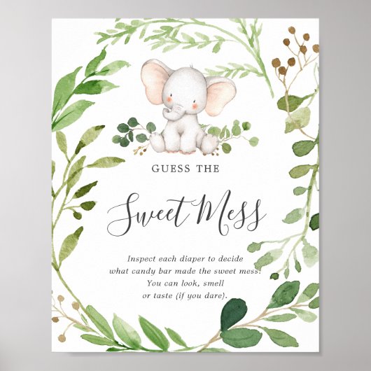 Olifant Baby shower raden de zoete puinhoop Poster (Voorkant)