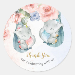 Olifant Baby shower Rond Dank u Stickers