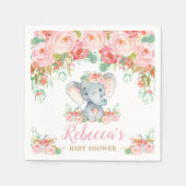Olifant Baby shower Roze Blush Bloemen Meisje Klei Servet (Voorkant)